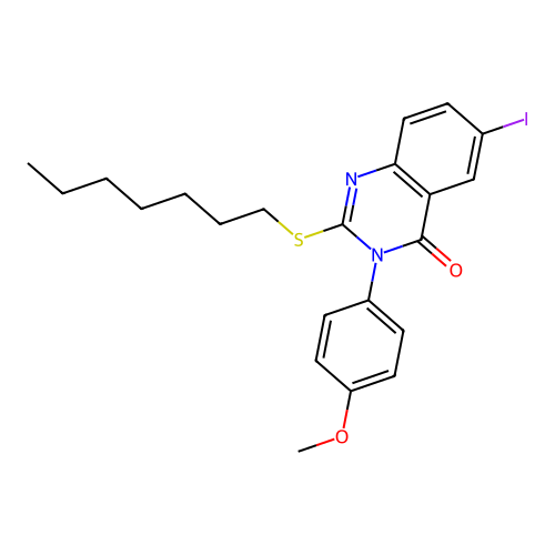 2-(heptylthio)-6-iodo-3-(4-methoxyphenyl)quinazolin-4(3H)-one structure