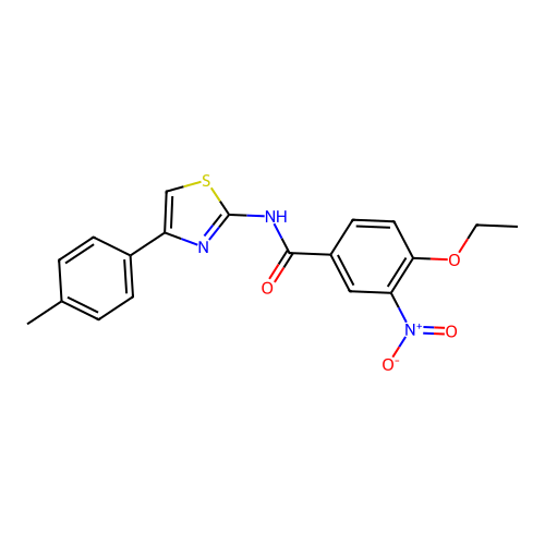 4-ethoxy-N-[4-(4-methylphenyl)-1,3-thiazol-2-yl]-3-nitrobenzamide structure