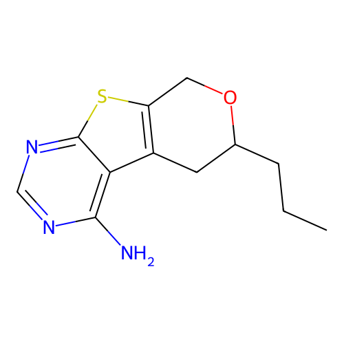 6-propyl-5,8-dihydro-6H-pyrano[4',3':4,5]thieno[2,3-d]pyrimidin-4-amine structure