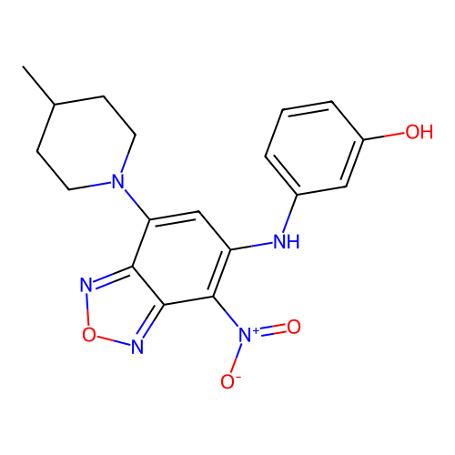 3-{[7-(4-Methylpiperidin-1-yl)-4-nitro-2,1,3-benzoxadiazol-5-yl]amino}phenol structure