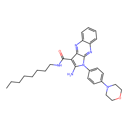 2-amino-1-(4-morpholin-4-ylphenyl)-N-octylpyrrolo[3,2-b]quinoxaline-3-carboxamide structure