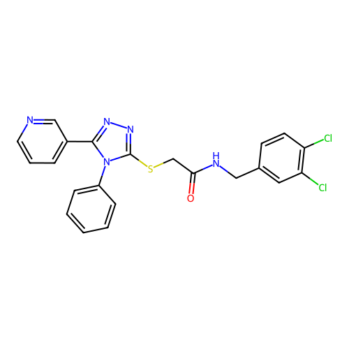 N-[(3,4-dichlorophenyl)methyl]-2-[(4-phenyl-5-pyridin-3-yl-1,2,4-triazol-3-yl)sulfanyl]acetamide structure