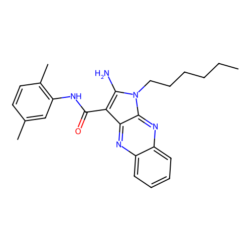 2-amino-N-(2,5-dimethylphenyl)-1-hexyl-1H-pyrrolo[2,3-b]quinoxaline-3-carboxamide structure