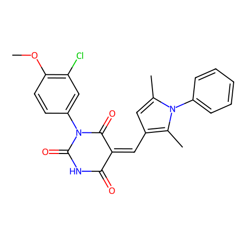 (5Z)-1-(3-chloro-4-methoxyphenyl)-5-[(2,5-dimethyl-1-phenylpyrrol-3-yl)methylidene]-1,3-diazinane-2,4,6-trione structure