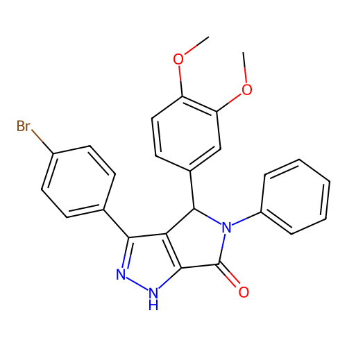 3-(4-bromophenyl)-4-(3,4-dimethoxyphenyl)-5-phenyl-4,5-dihydropyrrolo[3,4-c]pyrazol-6(1H)-one structure