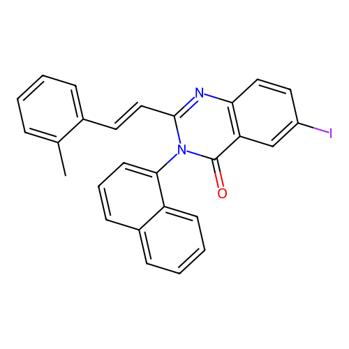 (E)-6-iodo-2-(2-methylstyryl)-3-(naphthalen-1-yl)quinazolin-4(3H)-one structure