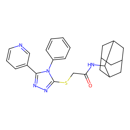 N-(2-adamantyl)-2-[(4-phenyl-5-pyridin-3-yl-1,2,4-triazol-3-yl)sulfanyl]acetamide structure