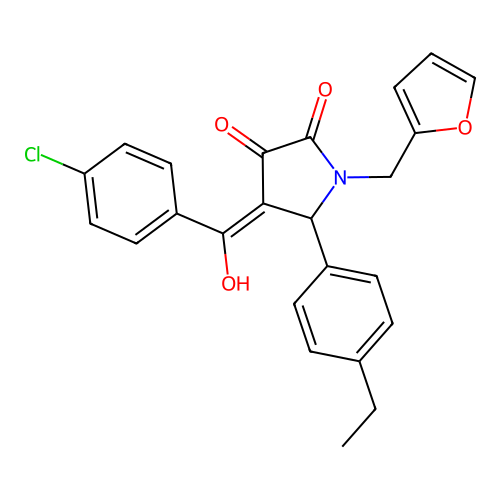 (4E)-4-[(4-chlorophenyl)(hydroxy)methylidene]-5-(4-ethylphenyl)-1-(furan-2-ylmethyl)pyrrolidine-2,3-dione structure