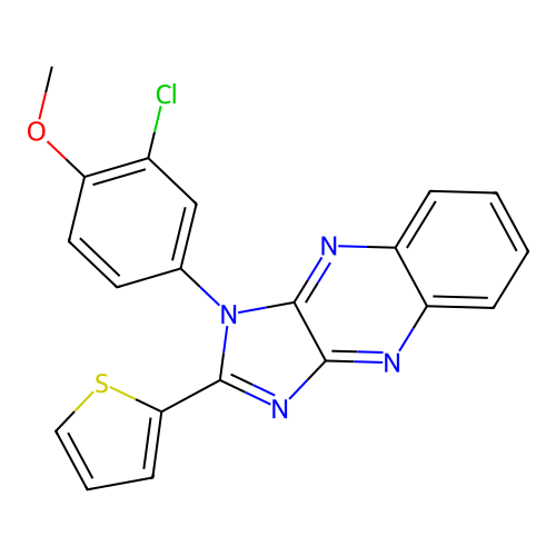 1-(3-chloro-4-methoxyphenyl)-2-(thiophen-2-yl)-1H-imidazo[4,5-b]quinoxaline structure