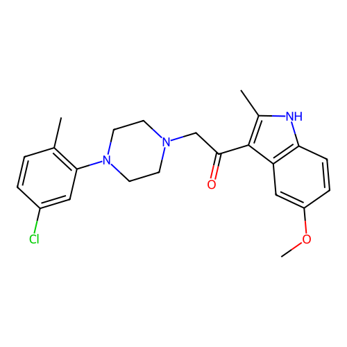2-[4-(5-chloro-2-methylphenyl)piperazin-1-yl]-1-(5-methoxy-2-methyl-1H-indol-3-yl)ethanone structure