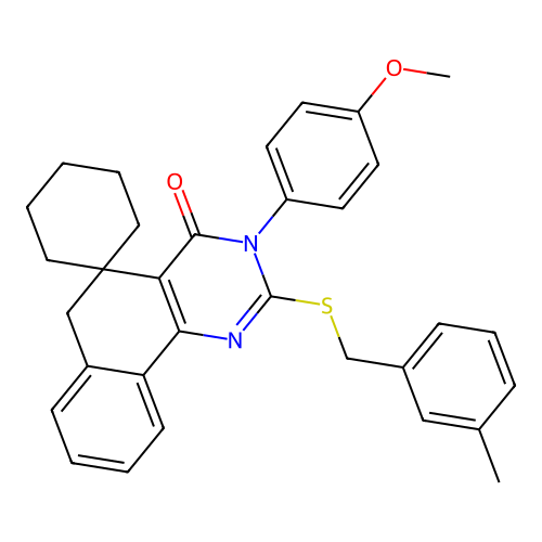 3-(4-methoxyphenyl)-2-((3-methylbenzyl)thio)-3H-spiro[benzo[h]quinazoline-5,1'-cyclohexan]-4(6H)-one structure