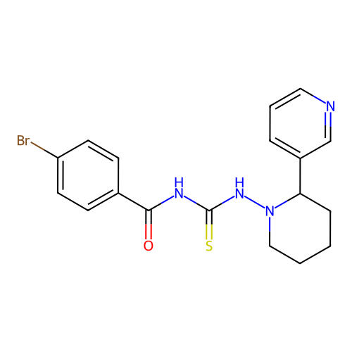 4-bromo-N-((2-(pyridin-3-yl)piperidin-1-yl)carbamothioyl)benzamide structure