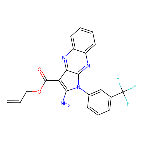 prop-2-enyl 2-amino-1-[3-(trifluoromethyl)phenyl]pyrrolo[3,2-b]quinoxaline-3-carboxylate structure
