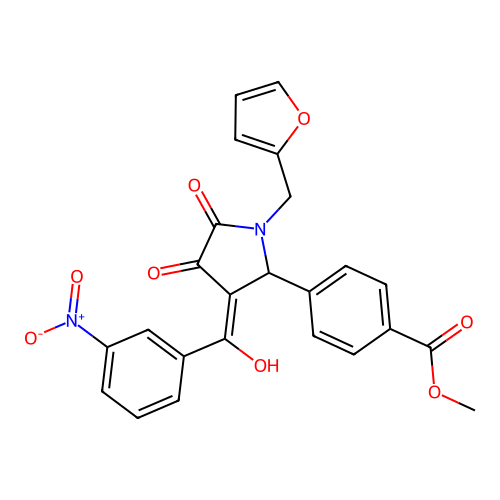 methyl 4-[(3E)-1-(furan-2-ylmethyl)-3-[hydroxy-(3-nitrophenyl)methylidene]-4,5-dioxopyrrolidin-2-yl]benzoate structure