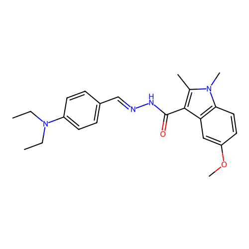 N'-(4-(diethylamino)benzylidene)-5-methoxy-1,2-dimethyl-1H-indole-3-carbohydrazide structure