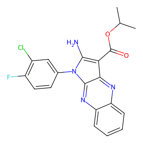 isopropyl 2-amino-1-(3-chloro-4-fluorophenyl)-1H-pyrrolo[2,3-b]quinoxaline-3-carboxylate structure