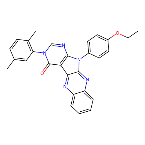 3-(2,5-dimethylphenyl)-11-(4-ethoxyphenyl)-3H-pyrimido[5',4':4,5]pyrrolo[2,3-b]quinoxalin-4(11H)-one structure