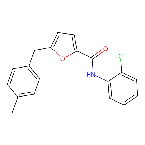 N-(2-chlorophenyl)-5-(4-methylbenzyl)furan-2-carboxamide structure