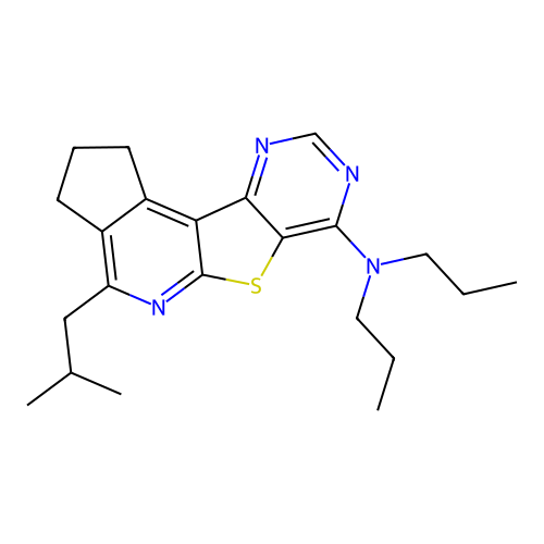 4-(2-methylpropyl)-N,N-dipropyl-2,3-dihydro-1H-cyclopenta[4',5']pyrido[3',2':4,5]thieno[3,2-d]pyrimidin-7-amine structure