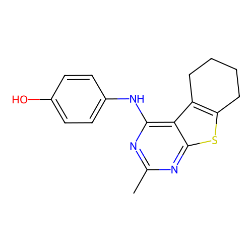4-[(2-Methyl-5,6,7,8-tetrahydro-[1]benzothiolo[2,3-d]pyrimidin-4-yl)amino]phenol structure