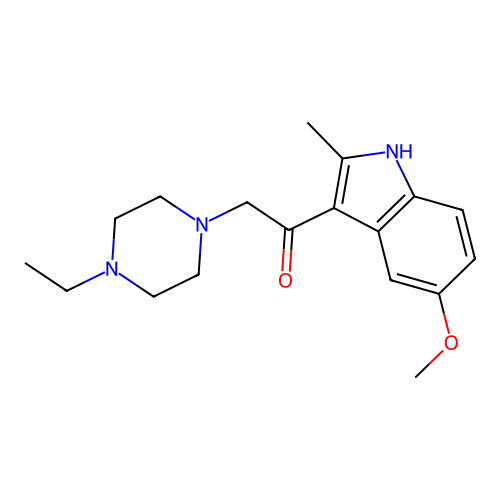 2-(4-ethylpiperazin-1-yl)-1-(5-methoxy-2-methyl-1H-indol-3-yl)ethanone structure
