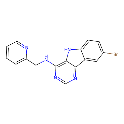 8-bromo-N-(pyridin-2-ylmethyl)-5H-pyrimido[5,4-b]indol-4-amine structure