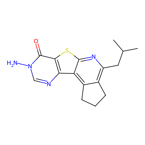 8-amino-4-isobutyl-2,3-dihydro-1H-cyclopenta[4',5']pyrido[3',2':4,5]thieno[3,2-d]pyrimidin-7(8H)-one structure