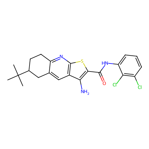3-amino-6-tert-butyl-N-(2,3-dichlorophenyl)-5,6,7,8-tetrahydrothieno[2,3-b]quinoline-2-carboxamide structure