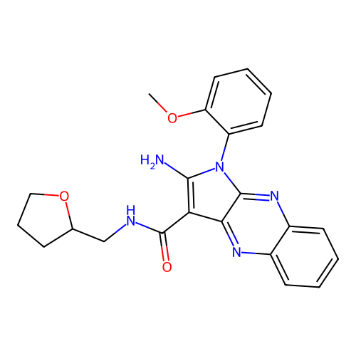 2-amino-1-(2-methoxyphenyl)-N-(oxolan-2-ylmethyl)pyrrolo[3,2-b]quinoxaline-3-carboxamide structure