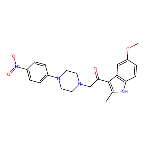 1-(5-methoxy-2-methyl-1H-indol-3-yl)-2-[4-(4-nitrophenyl)piperazin-1-yl]ethanone structure