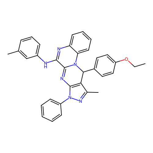 11-(4-ethoxyphenyl)-10-methyl-8-phenyl-N-(m-tolyl)-8,11-dihydropyrazolo[3',4':4,5]pyrimido[1,2-a]quinoxalin-6-amine structure