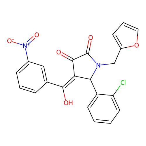 (4E)-5-(2-chlorophenyl)-1-(furan-2-ylmethyl)-4-[hydroxy(3-nitrophenyl)methylidene]pyrrolidine-2,3-dione structure