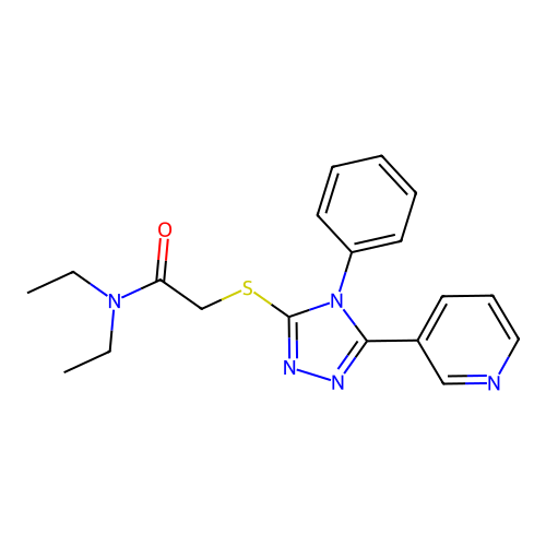 N,N-diethyl-2-[(4-phenyl-5-pyridin-3-yl-1,2,4-triazol-3-yl)sulfanyl]acetamide structure