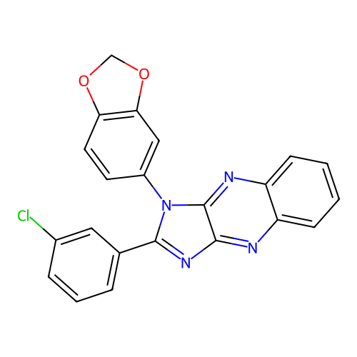 1-(1,3-benzodioxol-5-yl)-2-(3-chlorophenyl)-1H-imidazo[4,5-b]quinoxaline structure
