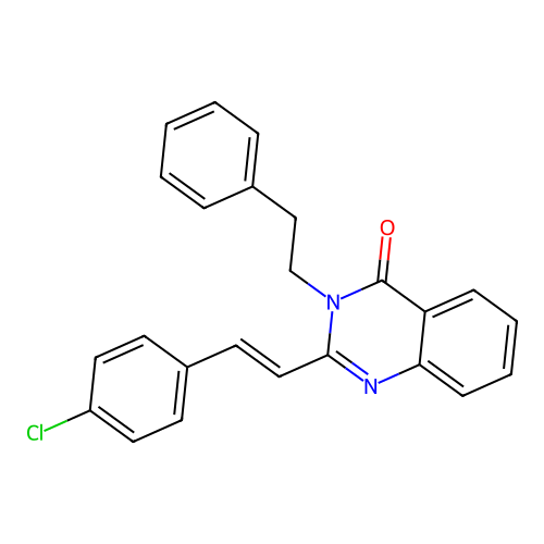 (E)-2-(4-chlorostyryl)-3-phenethylquinazolin-4(3H)-one structure