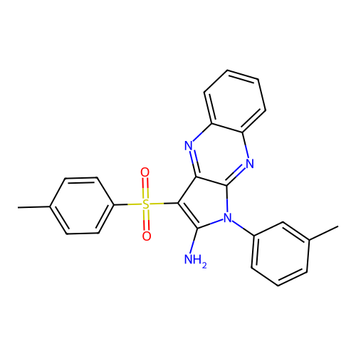 1-(m-tolyl)-3-tosyl-1H-pyrrolo[2,3-b]quinoxalin-2-amine structure