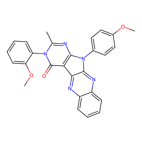 3-(2-methoxyphenyl)-11-(4-methoxyphenyl)-2-methyl-3H-pyrimido[5',4':4,5]pyrrolo[2,3-b]quinoxalin-4(11H)-one structure
