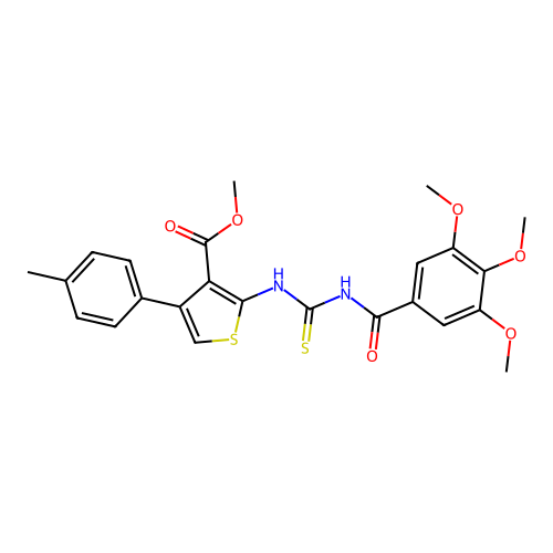 methyl 4-(p-tolyl)-2-(3-(3,4,5-trimethoxybenzoyl)thioureido)thiophene-3-carboxylate structure