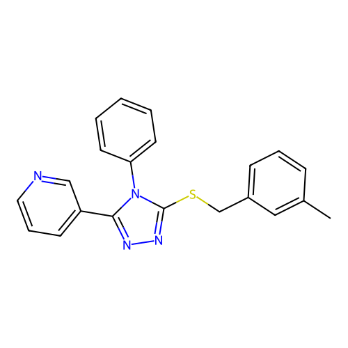 3-(5-{[(3-methylphenyl)methyl]sulfanyl}-4-phenyl-4H-1,2,4-triazol-3-yl)pyridine structure