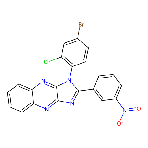 1-(4-bromo-2-chlorophenyl)-2-(3-nitrophenyl)-1H-imidazo[4,5-b]quinoxaline structure