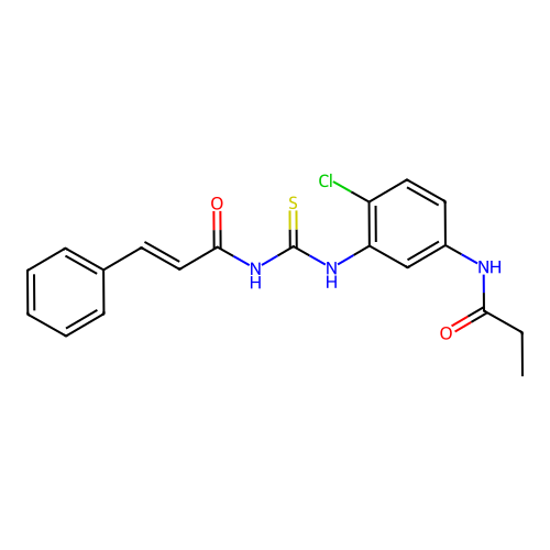 (2E)-N-{[2-chloro-5-(propanoylamino)phenyl]carbamothioyl}-3-phenylprop-2-enamide structure