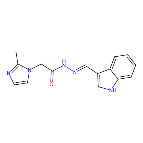 N'-((1H-indol-3-yl)methylene)-2-(2-methyl-1H-imidazol-1-yl)acetohydrazide structure