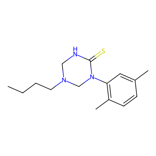 5-Butyl-1-(2,5-dimethylphenyl)-1,3,5-triazinane-2-thione structure