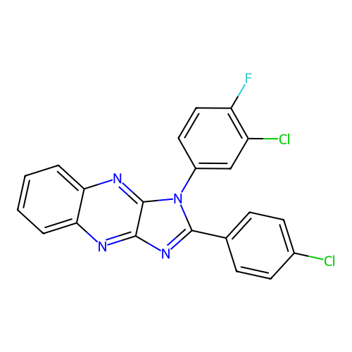 1-(3-chloro-4-fluorophenyl)-2-(4-chlorophenyl)-1H-imidazo[4,5-b]quinoxaline structure