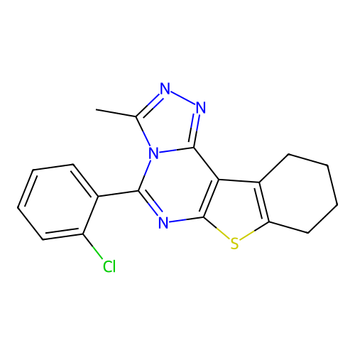 5-(2-chlorophenyl)-3-methyl-8,9,10,11-tetrahydro[1]benzothieno[3,2-e][1,2,4]triazolo[4,3-c]pyrimidine structure