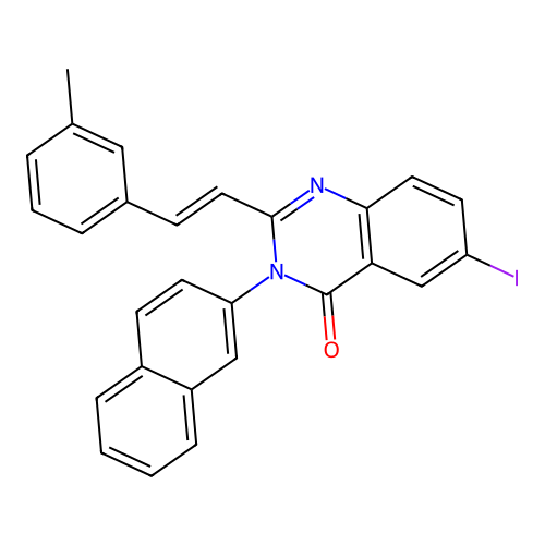 (E)-6-iodo-2-(3-methylstyryl)-3-(naphthalen-2-yl)quinazolin-4(3H)-one structure