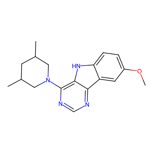 4-(3,5-dimethylpiperidin-1-yl)-8-methoxy-5H-pyrimido[5,4-b]indole structure