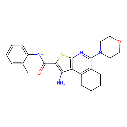 1-amino-5-morpholino-N-(o-tolyl)-6,7,8,9-tetrahydrothieno[2,3-c]isoquinoline-2-carboxamide structure