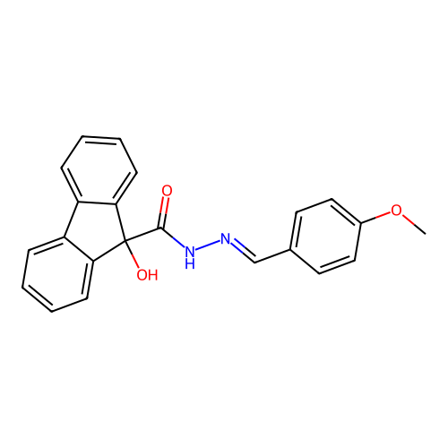 9-hydroxy-N'-[(E)-(4-methoxyphenyl)methylidene]-9H-fluorene-9-carbohydrazide structure