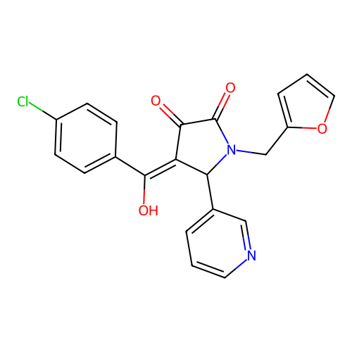 (4E)-4-[(4-chlorophenyl)(hydroxy)methylidene]-1-(furan-2-ylmethyl)-5-(pyridin-3-yl)pyrrolidine-2,3-dione structure